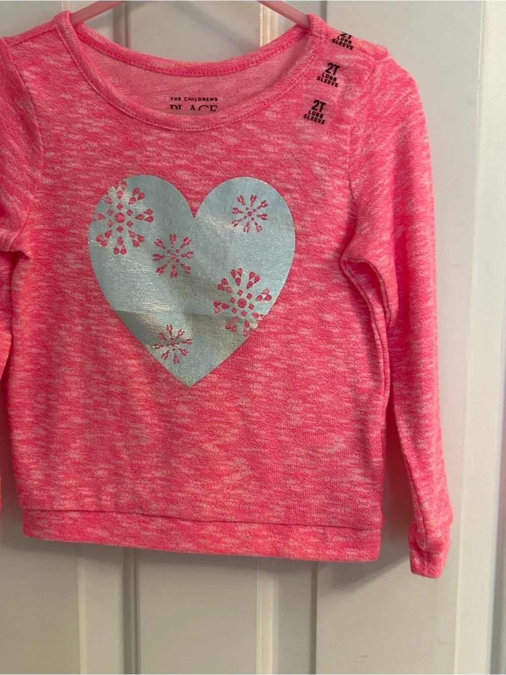 NWT- Girls The Children’s Place Pink Heart Graphic Long-Sleeve Top
